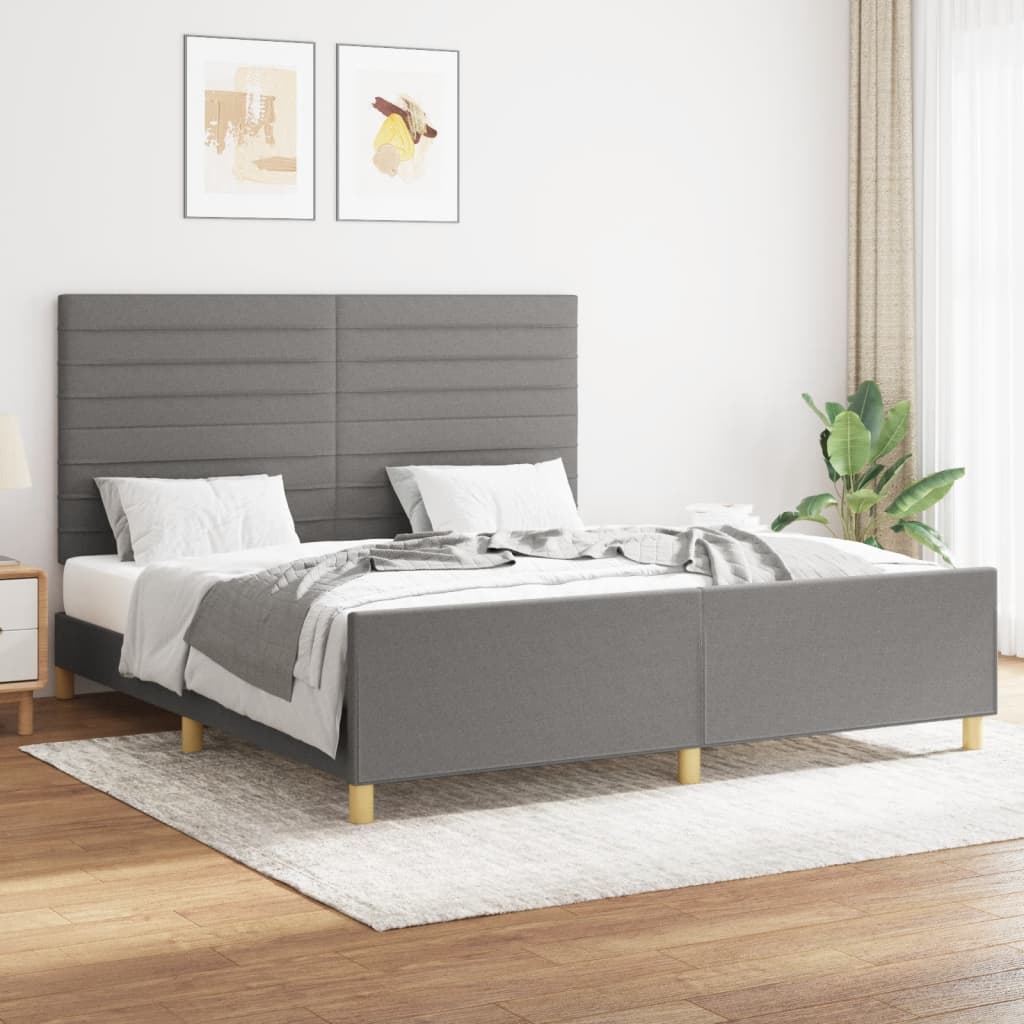 Bedframe zonder matras stof donkergrijs 160x200 cm is nu te koop bij PeponiXL, paradijselijk wonen!