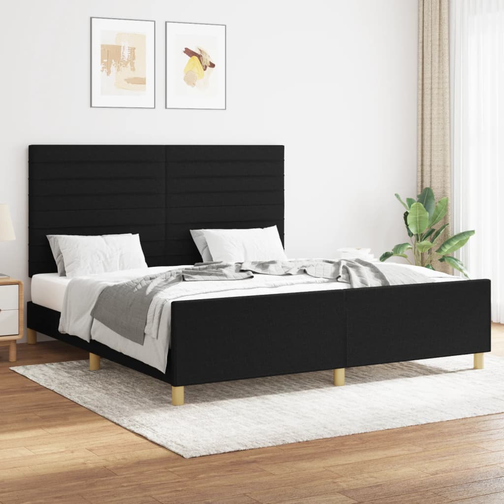 Bedframe zonder matras stof zwart 160x200 cm is nu te koop bij PeponiXL, paradijselijk wonen!