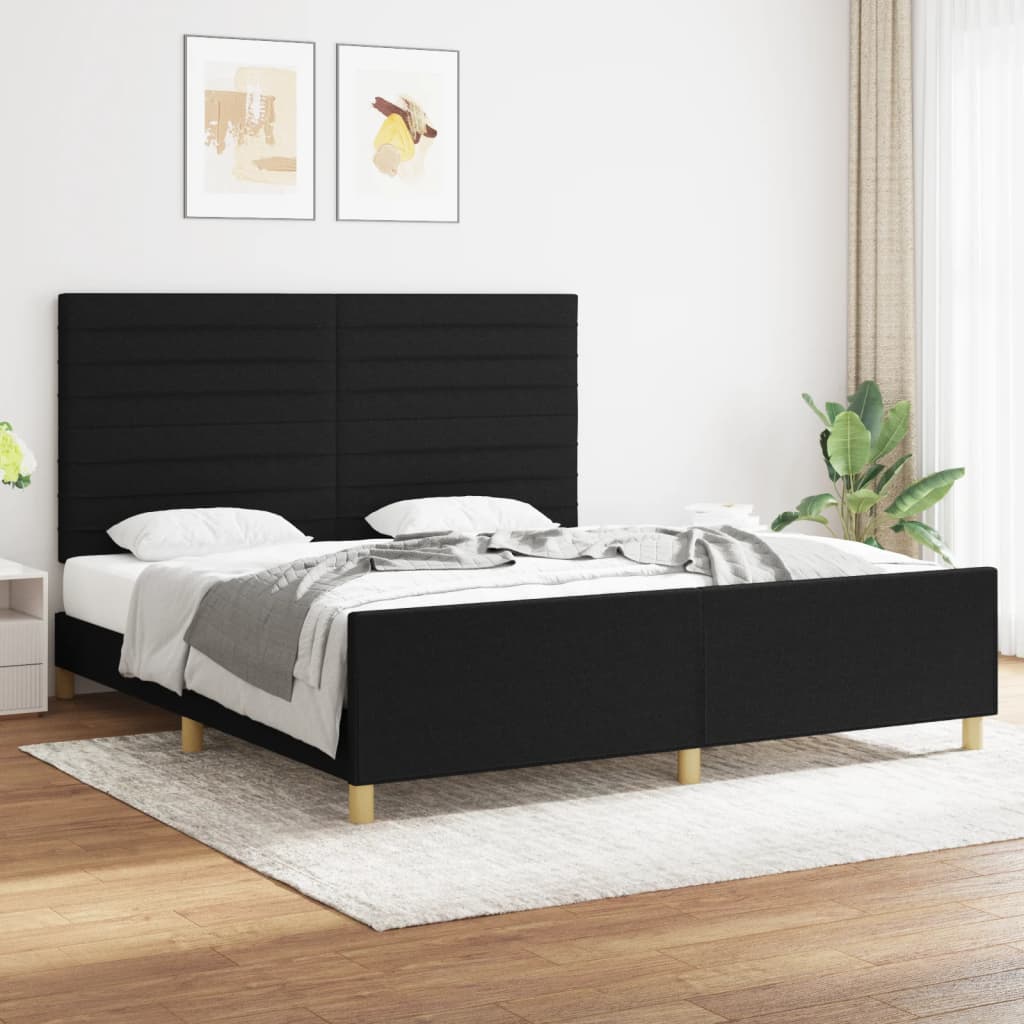 Bedframe zonder matras stof zwart 180x200 cm is nu te koop bij PeponiXL, paradijselijk wonen!