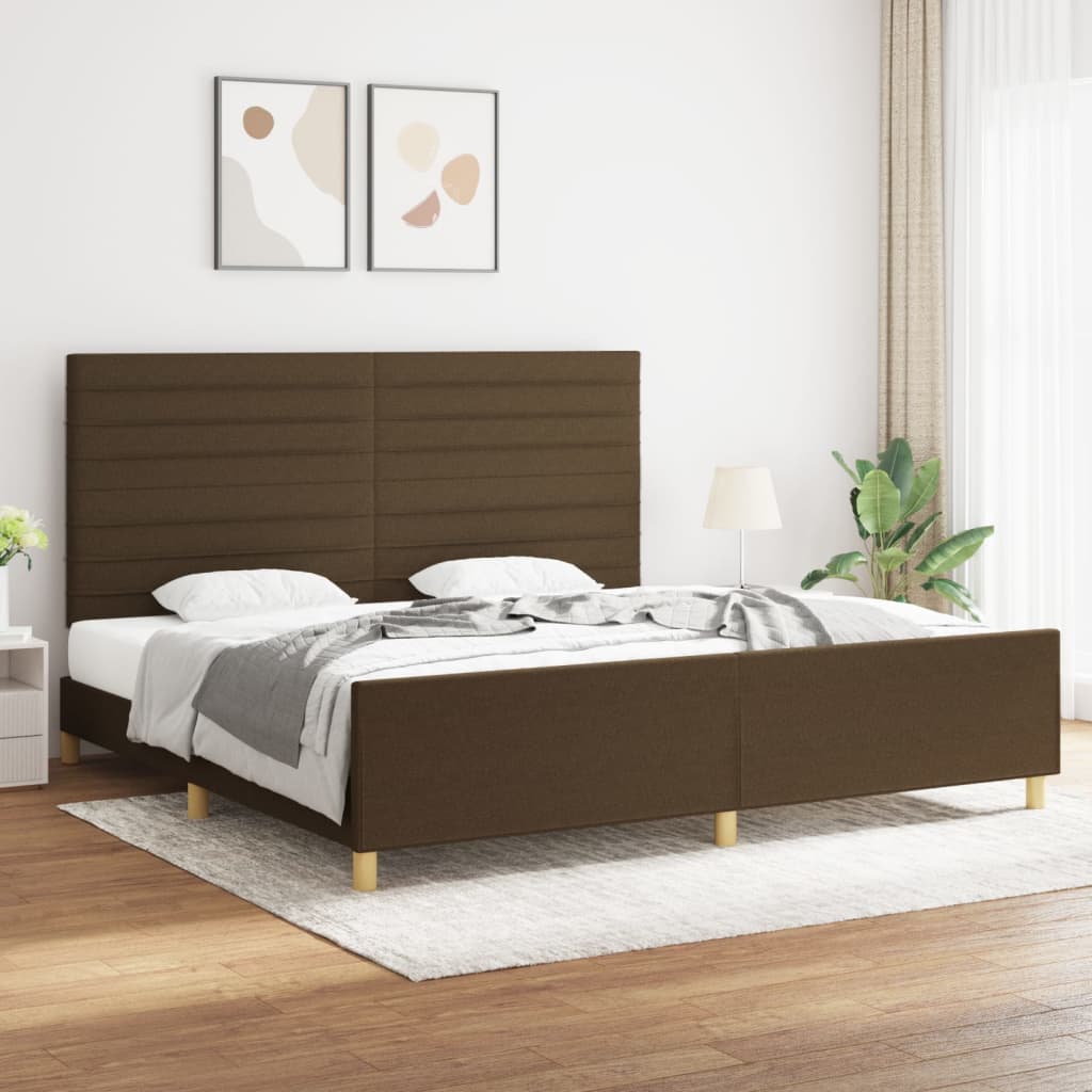 Bedframe zonder matras stof donkerbruin 200x200 cm is nu te koop bij PeponiXL, paradijselijk wonen!