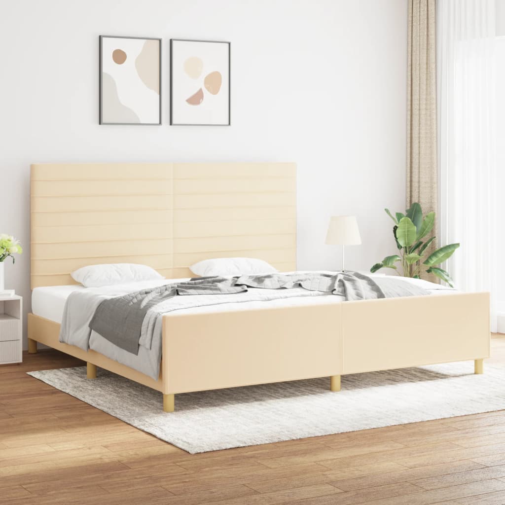 Bedframe zonder matras stof crèmekleurig 200x200 cm is nu te koop bij PeponiXL, paradijselijk wonen!