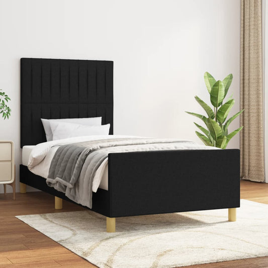 Bedframe zonder matras 80x200 cm stof zwart is nu te koop bij PeponiXL, paradijselijk wonen!