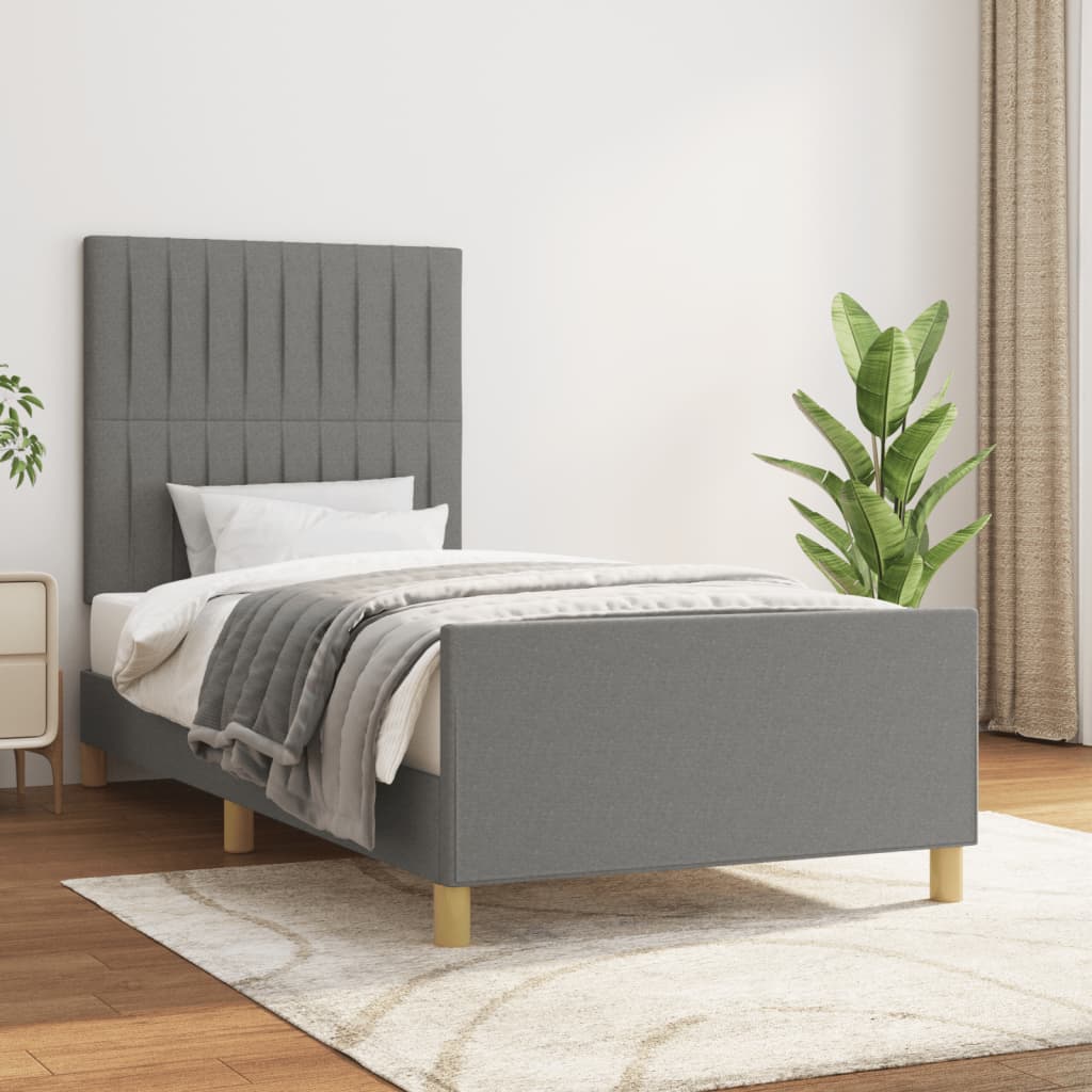 Bedframe zonder matras 90x200 cm stof donkergrijs is nu te koop bij PeponiXL, paradijselijk wonen!