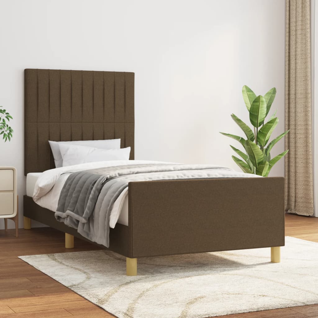 Bedframe zonder matras 100x200 cm stof donkerbruin is nu te koop bij PeponiXL, paradijselijk wonen!