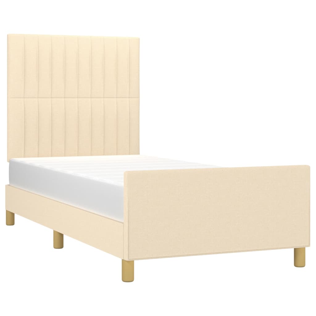 Bedframe zonder matras 100x200 cm stof crèmekleurig is nu te koop bij PeponiXL, paradijselijk wonen!