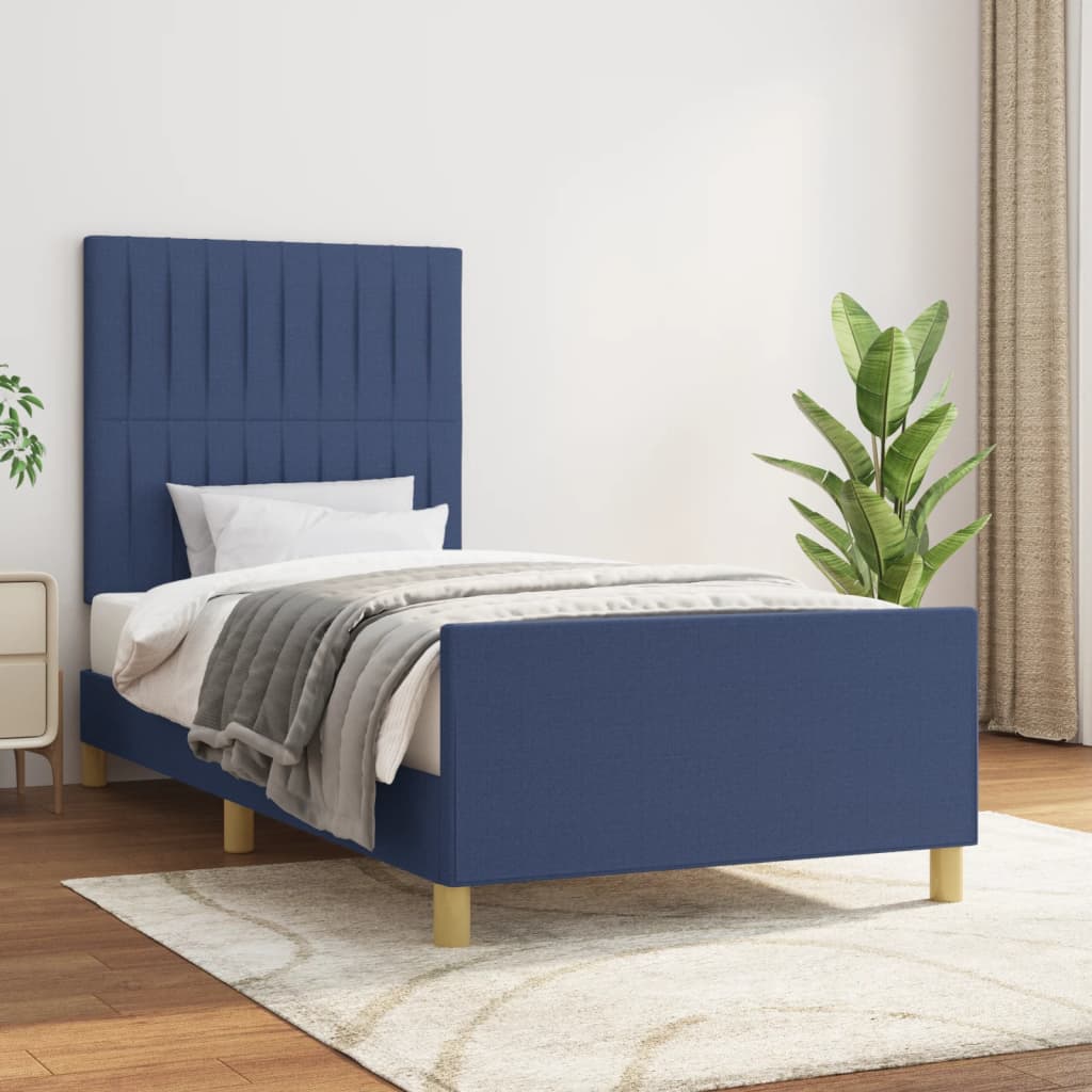 Bedframe zonder matras 100x200 cm stof blauw is nu te koop bij PeponiXL, paradijselijk wonen!