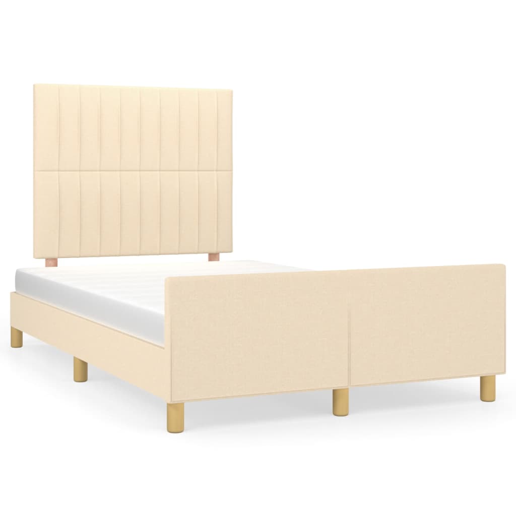 Bedframe zonder matras 120x200 cm stof crèmekleurig is nu te koop bij PeponiXL, paradijselijk wonen!