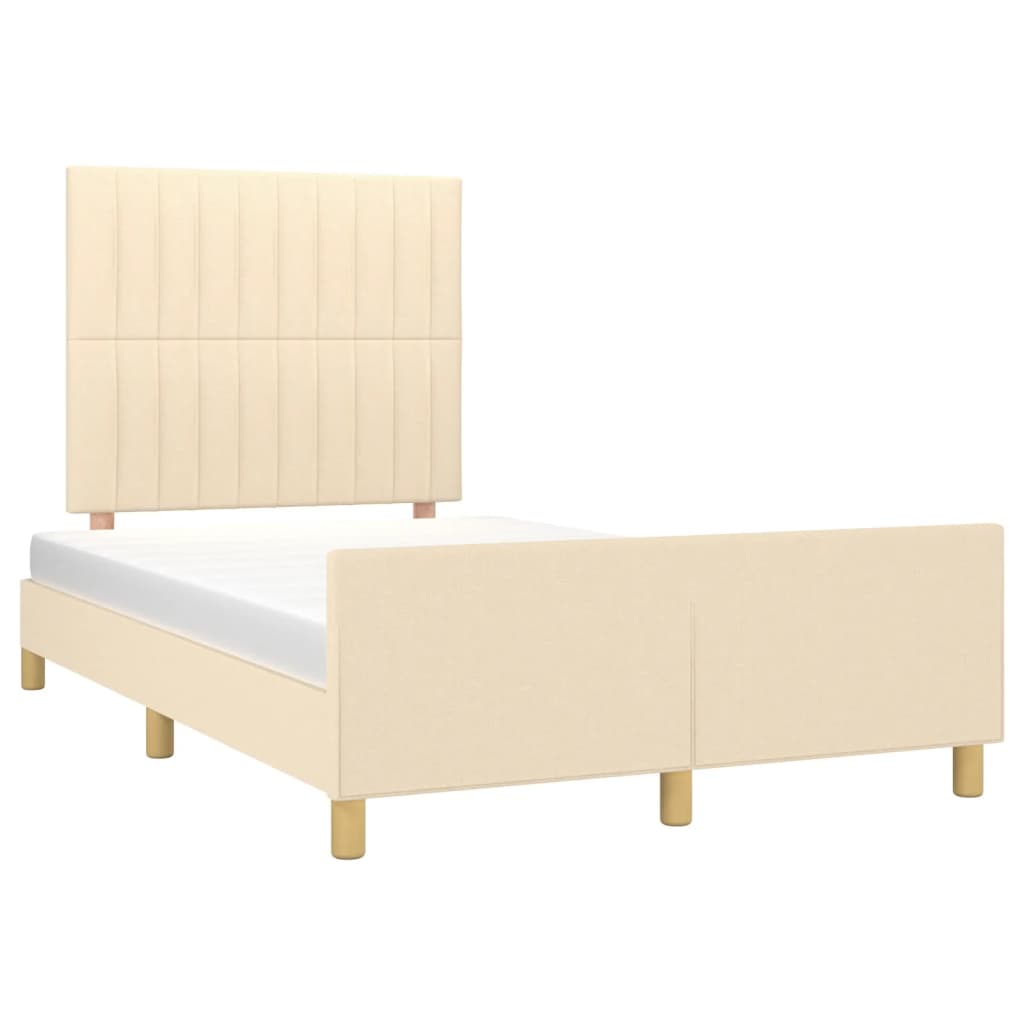 Bedframe zonder matras 120x200 cm stof crèmekleurig is nu te koop bij PeponiXL, paradijselijk wonen!