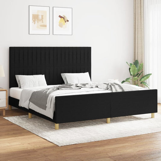 Bedframe zonder matras stof zwart 160x200 cm is nu te koop bij PeponiXL, paradijselijk wonen!