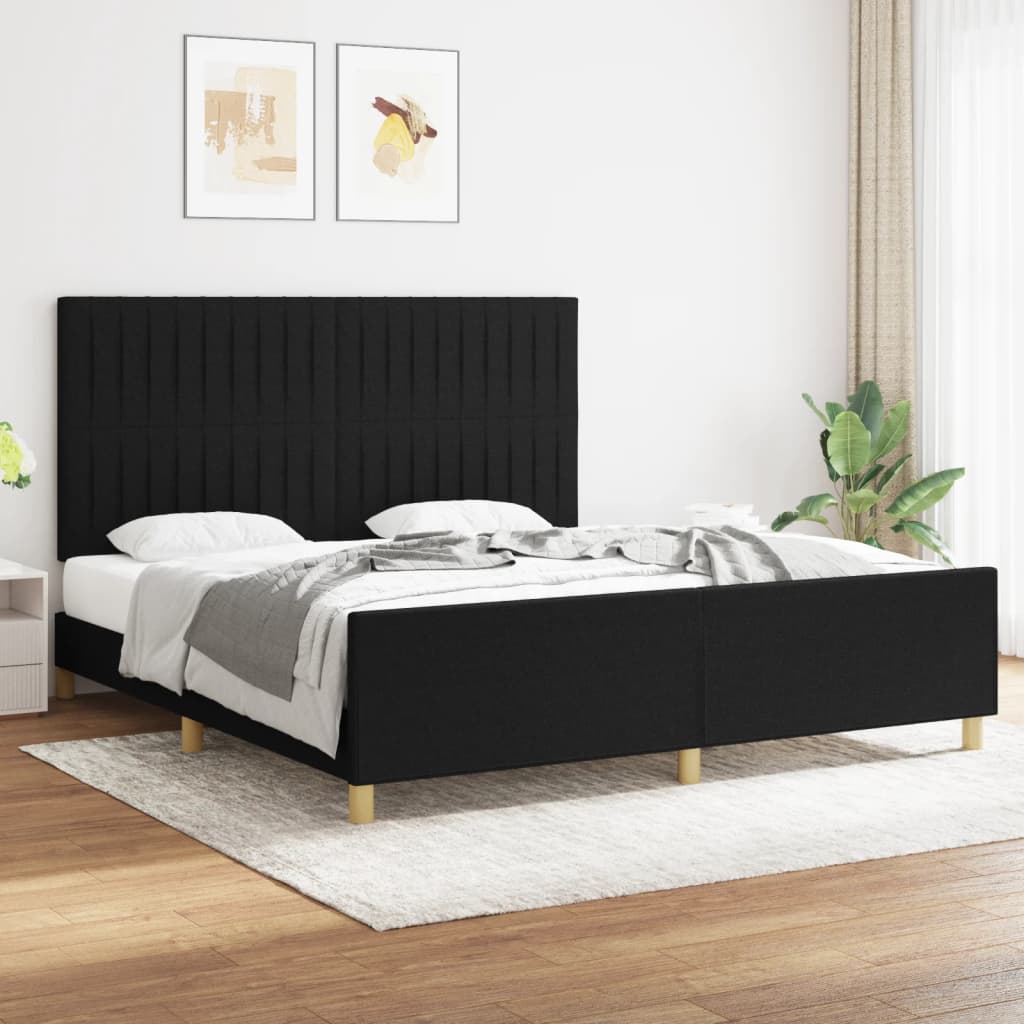Bedframe zonder matras stof zwart 180x200 cm is nu te koop bij PeponiXL, paradijselijk wonen!