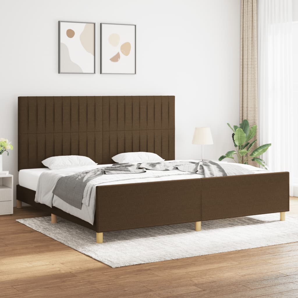 Bedframe zonder matras stof donkerbruin 200x200 cm is nu te koop bij PeponiXL, paradijselijk wonen!