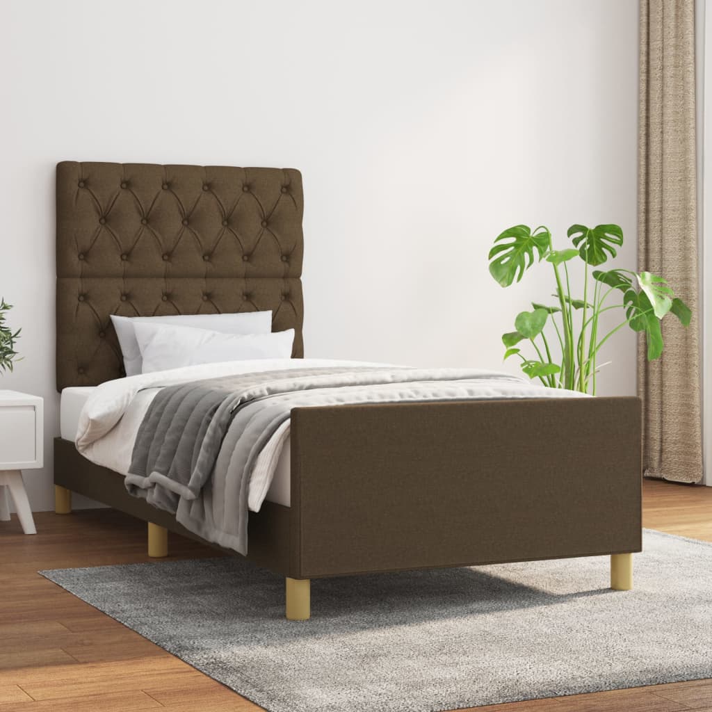 Bedframe zonder matras 80x200 cm stof donkerbruin is nu te koop bij PeponiXL, paradijselijk wonen!