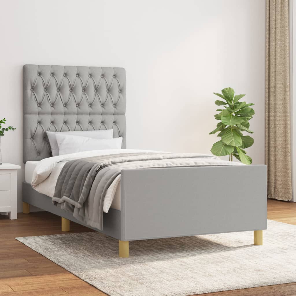 Bedframe zonder matras 90x190 cm stof lichtgrijs is nu te koop bij PeponiXL, paradijselijk wonen!