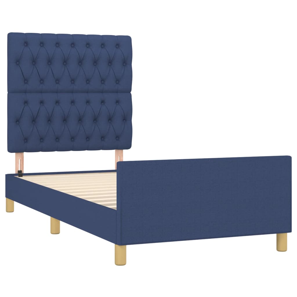 Bedframe zonder matras 90x200 cm stof blauw is nu te koop bij PeponiXL, paradijselijk wonen!
