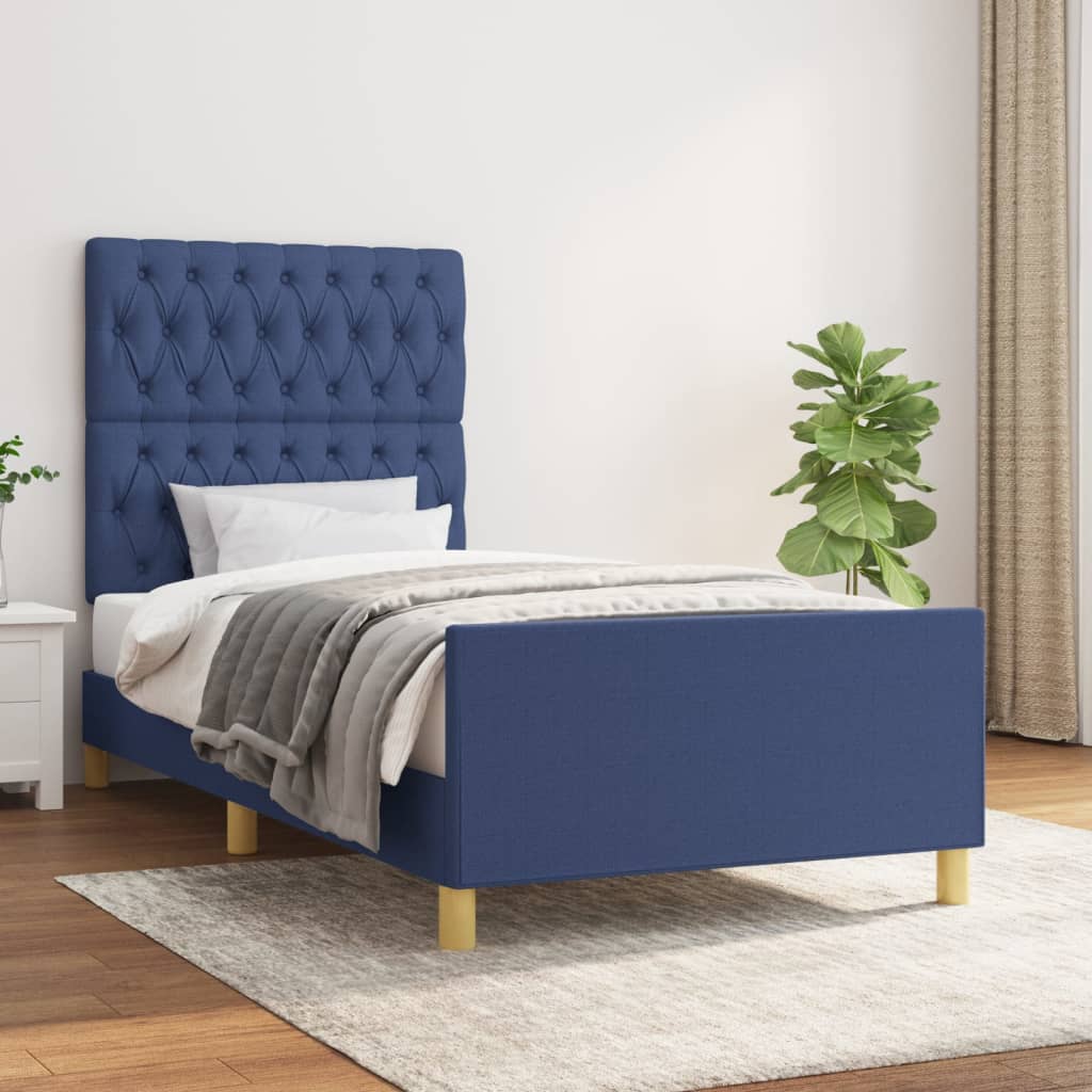 Bedframe zonder matras 90x200 cm stof blauw is nu te koop bij PeponiXL, paradijselijk wonen!