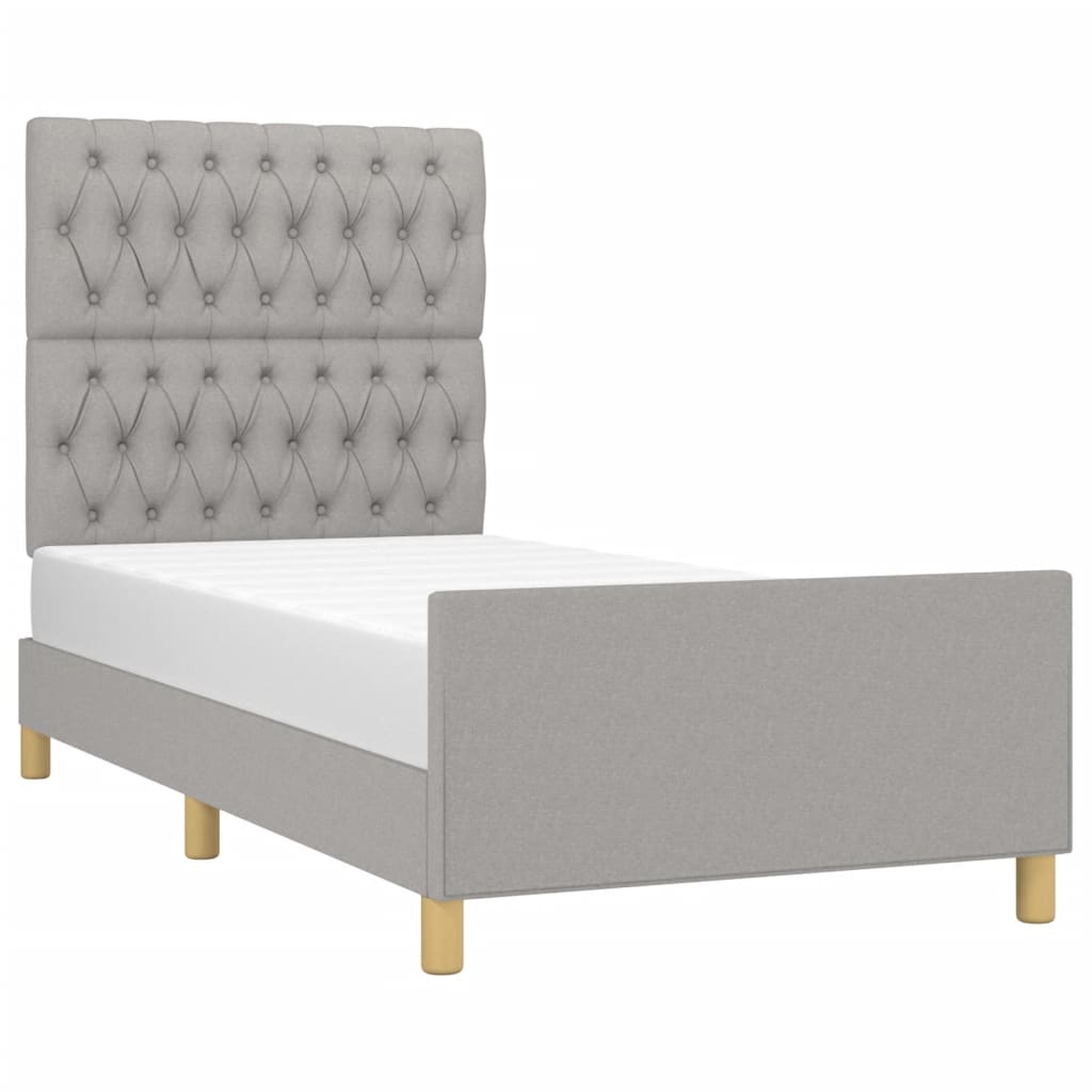Bedframe zonder matras 100x200 cm stof lichtgrijs is nu te koop bij PeponiXL, paradijselijk wonen!