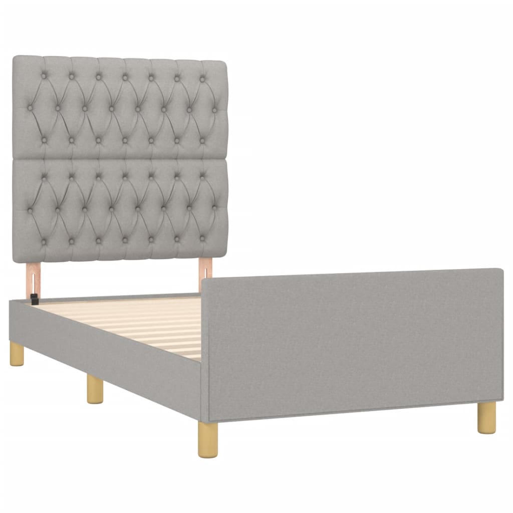 Bedframe zonder matras 100x200 cm stof lichtgrijs is nu te koop bij PeponiXL, paradijselijk wonen!