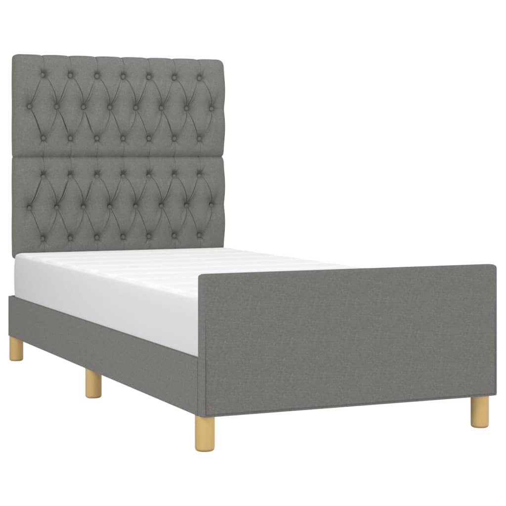 Bedframe zonder matras 100x200 cm stof donkergrijs is nu te koop bij PeponiXL, paradijselijk wonen!