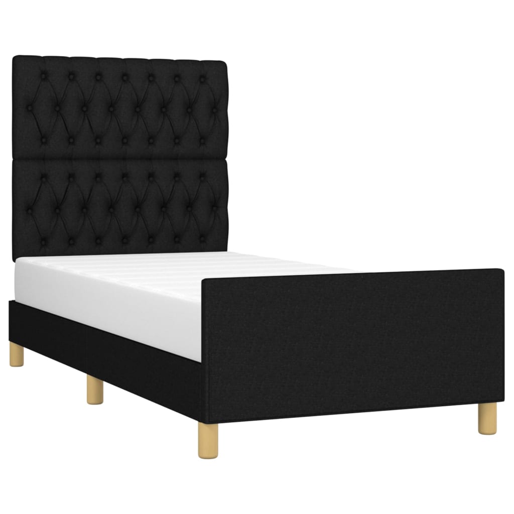 Bedframe zonder matras 100x200 cm stof zwart is nu te koop bij PeponiXL, paradijselijk wonen!