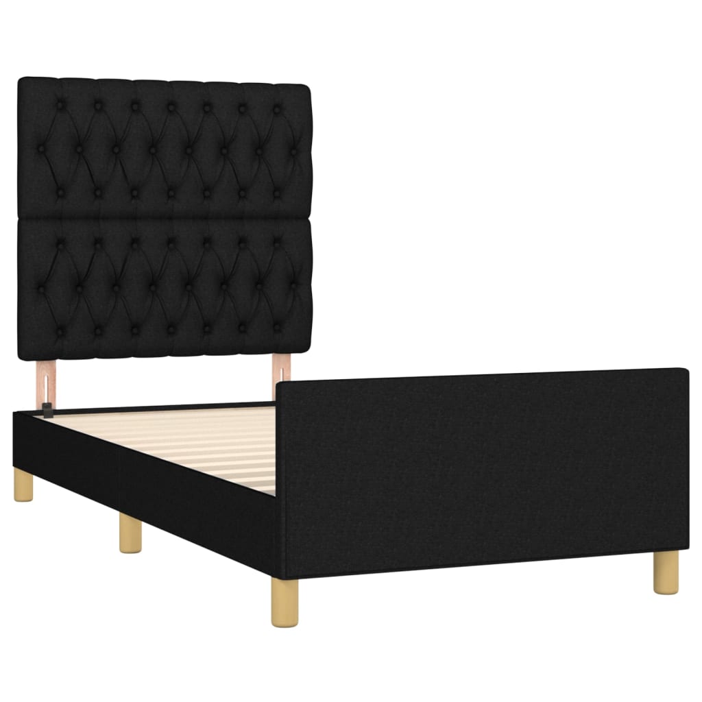 Bedframe zonder matras 100x200 cm stof zwart is nu te koop bij PeponiXL, paradijselijk wonen!