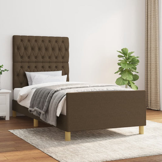 Bedframe zonder matras 100x200 cm stof donkerbruin is nu te koop bij PeponiXL, paradijselijk wonen!