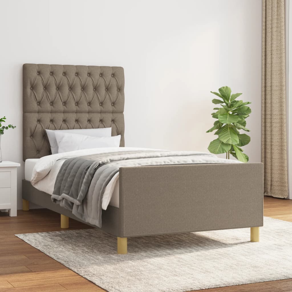 Bedframe zonder matras 100x200 cm stof taupe is nu te koop bij PeponiXL, paradijselijk wonen!