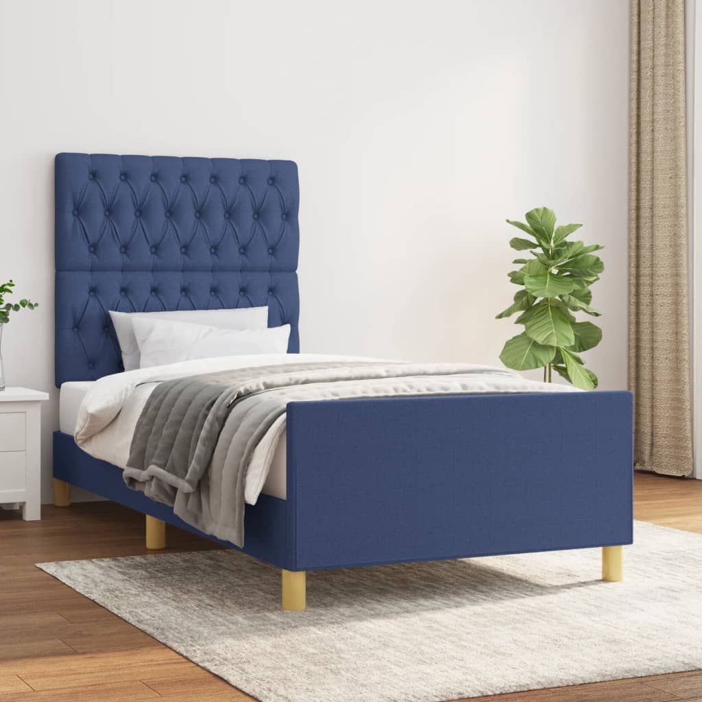 Bedframe zonder matras 100x200 cm stof blauw is nu te koop bij PeponiXL, paradijselijk wonen!