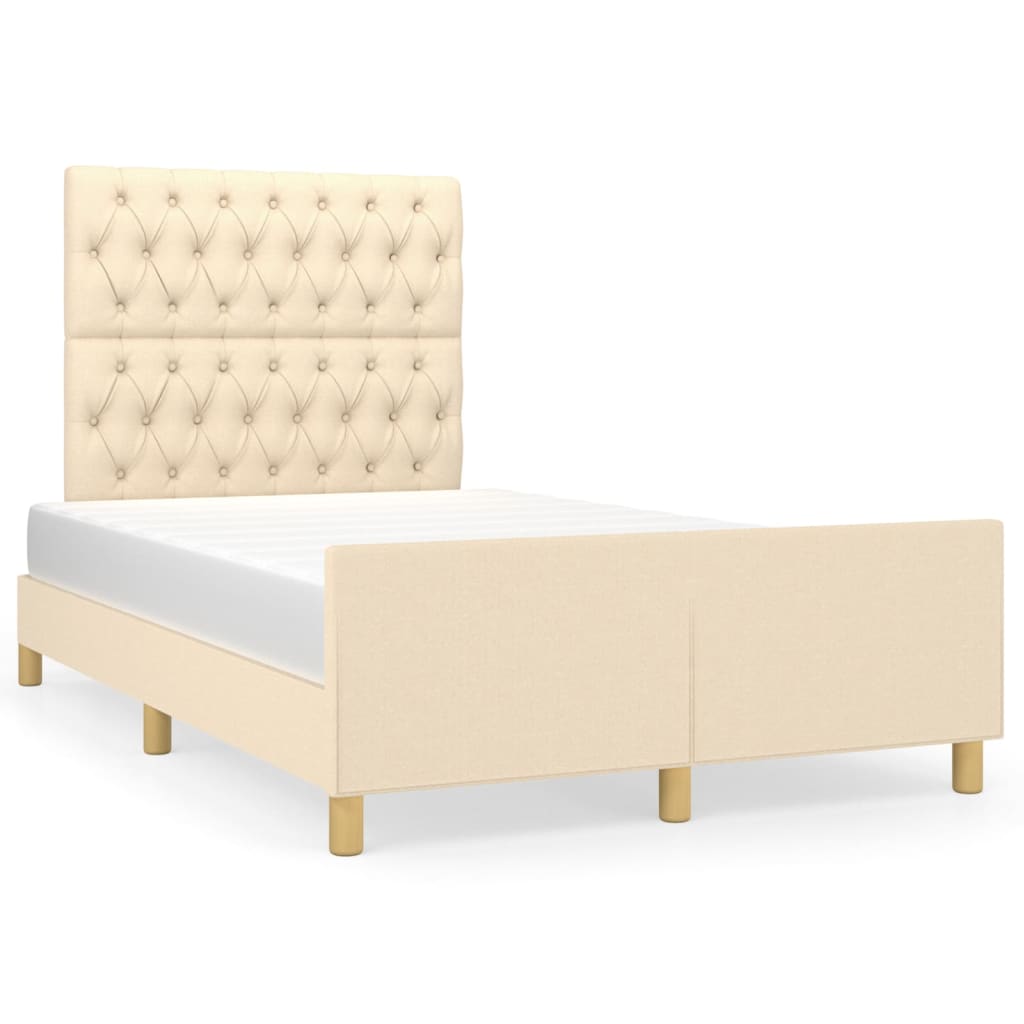 Bedframe zonder matras 120x200 cm stof crèmekleurig is nu te koop bij PeponiXL, paradijselijk wonen!