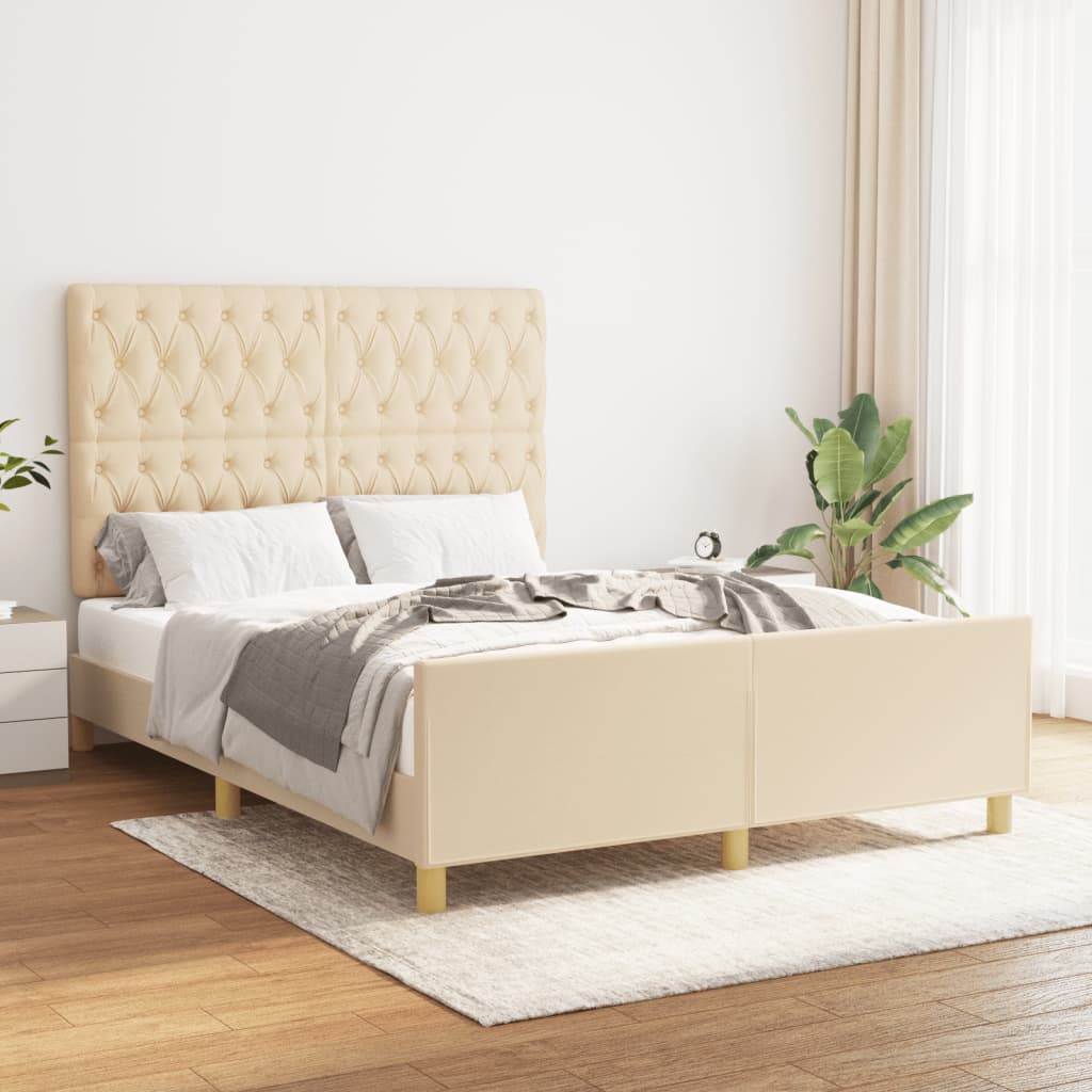 Bedframe zonder matras stof crèmekleurig 140x190 cm is nu te koop bij PeponiXL, paradijselijk wonen!