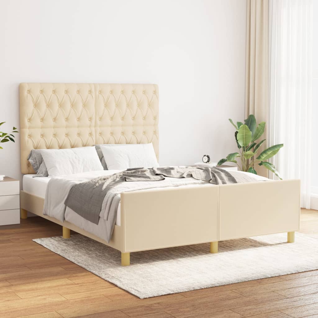 Bedframe zonder matras stof crèmekleurig 140x200 cm is nu te koop bij PeponiXL, paradijselijk wonen!