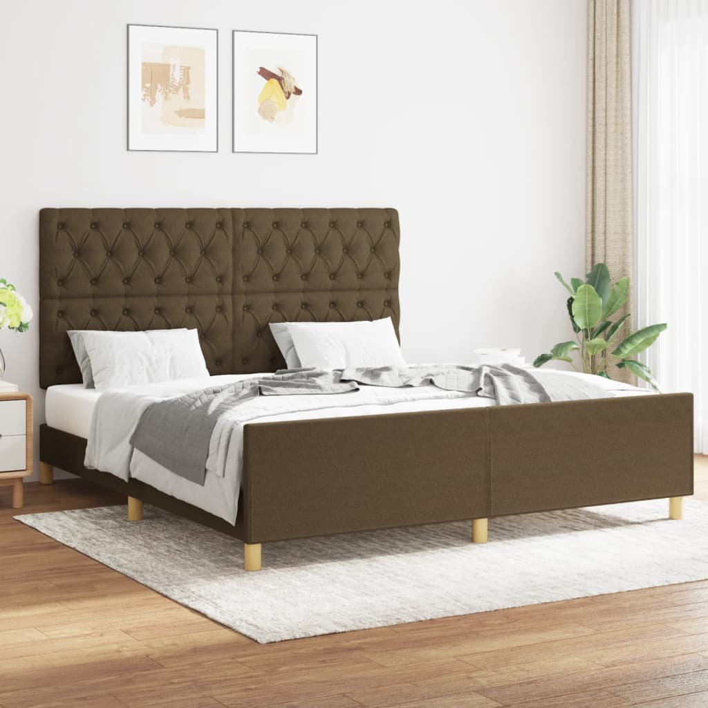 Bedframe zonder matras stof donkerbruin 160x200 cm is nu te koop bij PeponiXL, paradijselijk wonen!