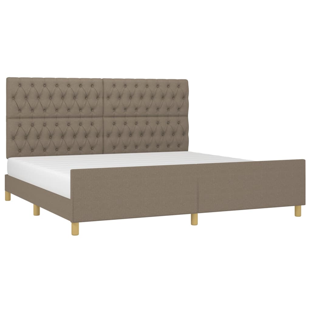 Bedframe met hoofdeinde stof taupe 200x200 cm is nu te koop bij PeponiXL, paradijselijk wonen!