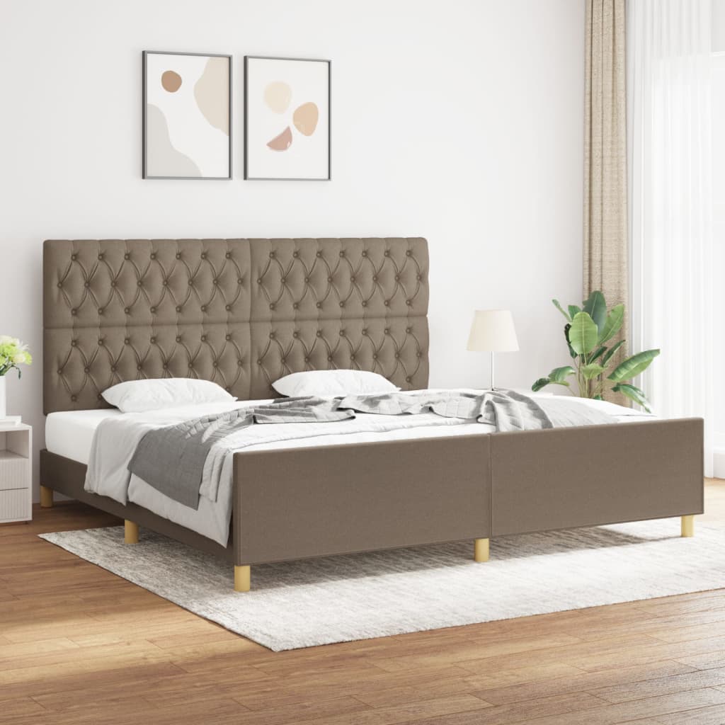 Bedframe met hoofdeinde stof taupe 200x200 cm is nu te koop bij PeponiXL, paradijselijk wonen!