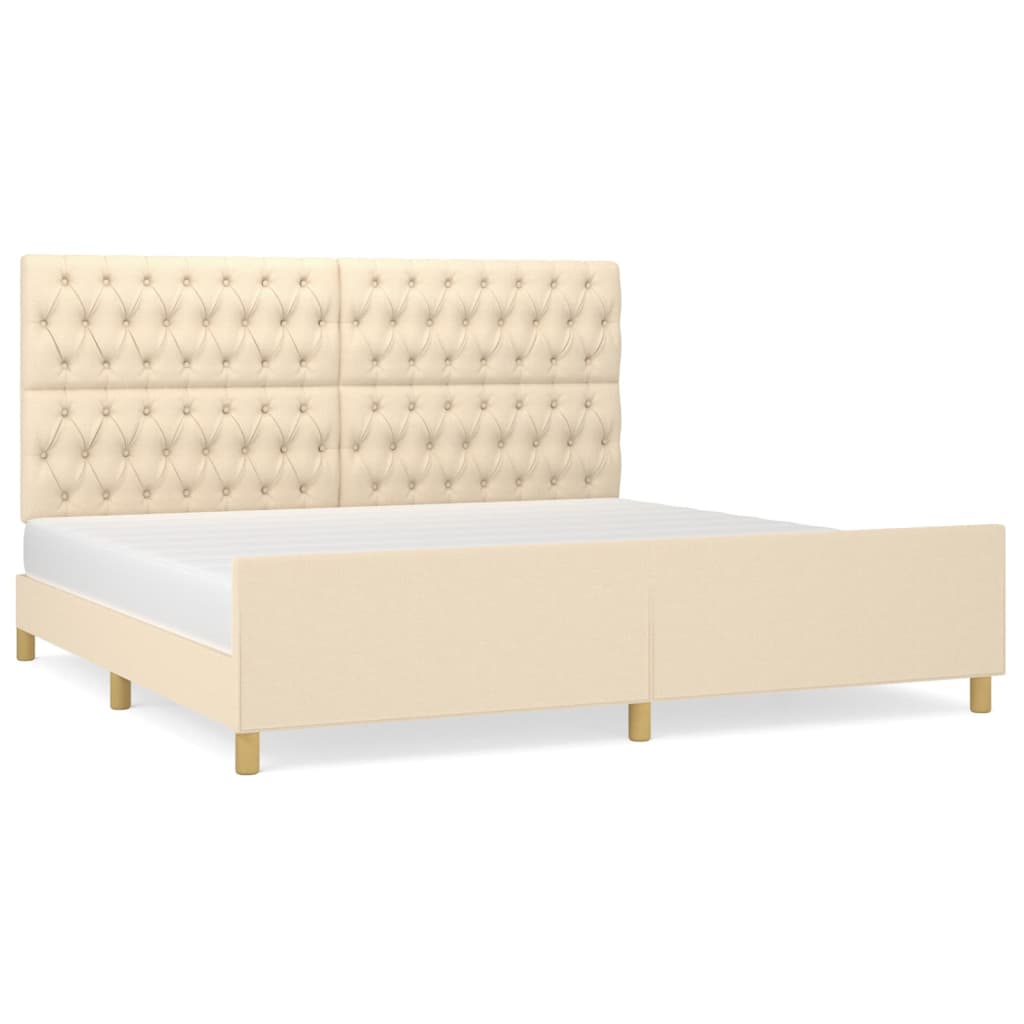 Bedframe met hoofdeinde stof crèmekleurig 200x200 cm is nu te koop bij PeponiXL, paradijselijk wonen!