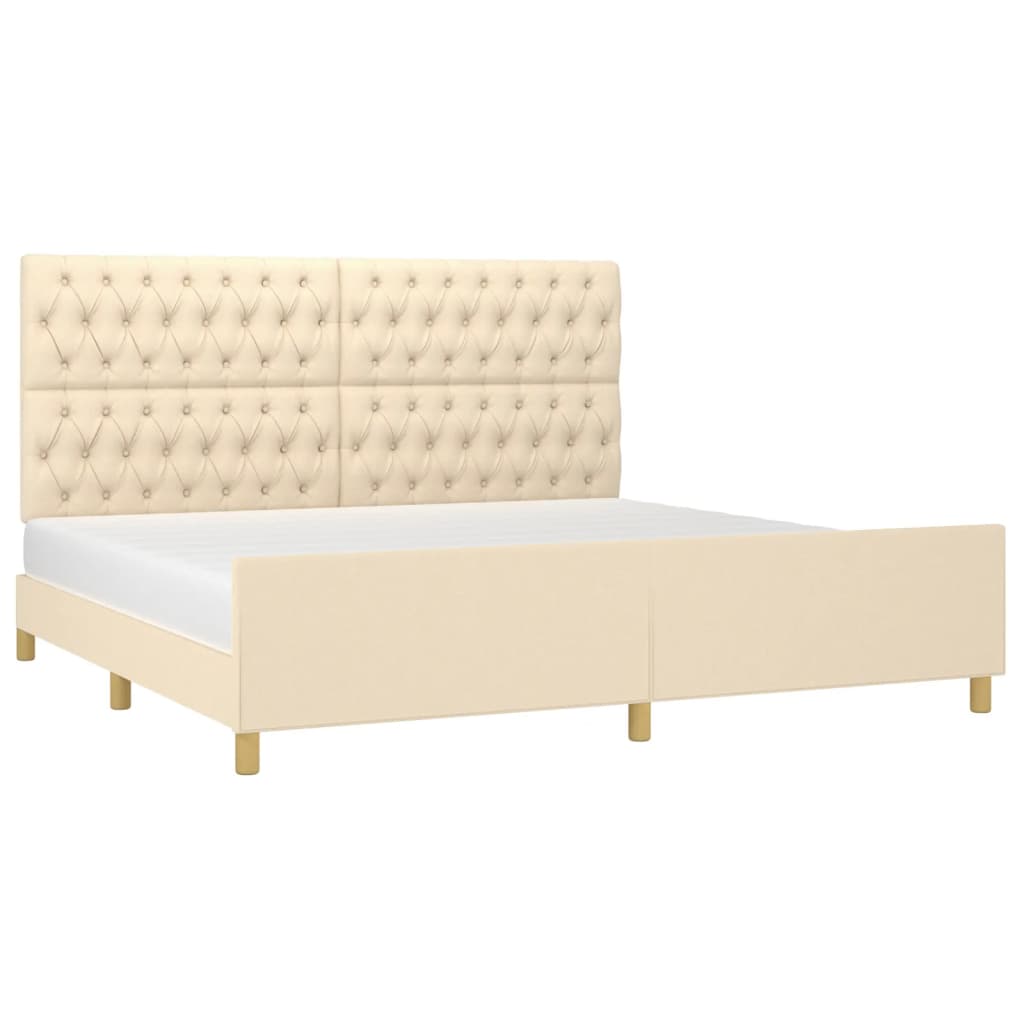 Bedframe met hoofdeinde stof crèmekleurig 200x200 cm is nu te koop bij PeponiXL, paradijselijk wonen!