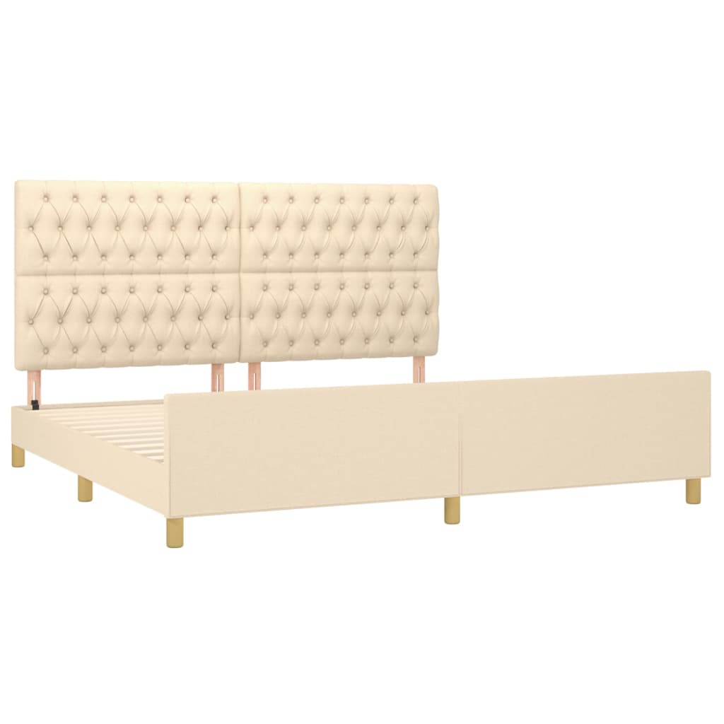 Bedframe met hoofdeinde stof crèmekleurig 200x200 cm is nu te koop bij PeponiXL, paradijselijk wonen!