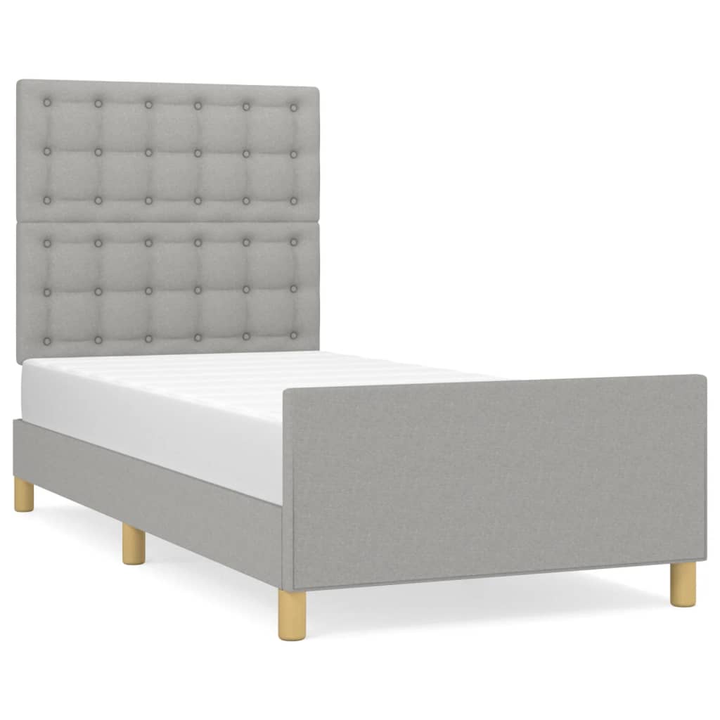 Bedframe met hoofdbord stof lichtgrijs 80x200 cm is nu te koop bij PeponiXL, paradijselijk wonen!