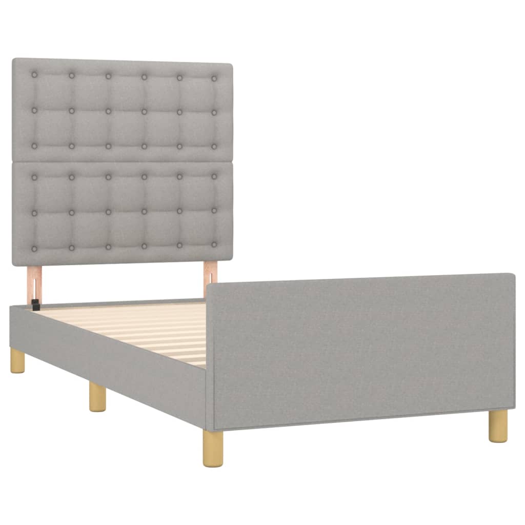 Bedframe met hoofdbord stof lichtgrijs 80x200 cm is nu te koop bij PeponiXL, paradijselijk wonen!