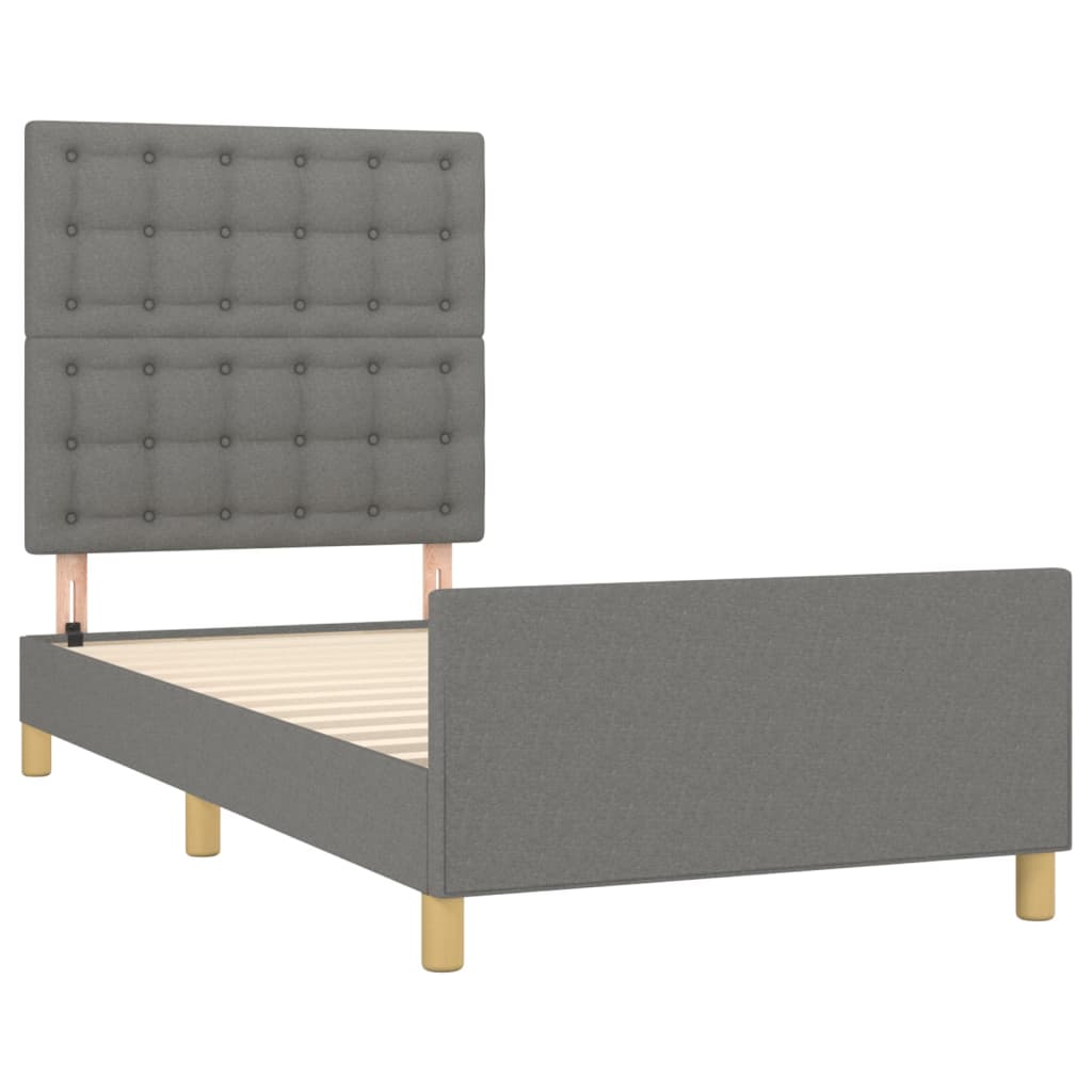 Bedframe met hoofdbord stof donkergrijs 80x200 cm is nu te koop bij PeponiXL, paradijselijk wonen!