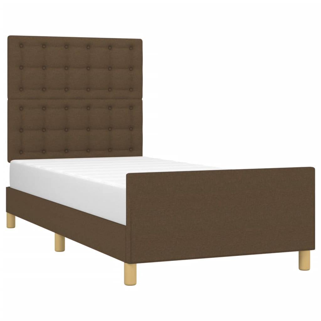 Bedframe met hoofdeinde stof donkerbruin 80x200 cm is nu te koop bij PeponiXL, paradijselijk wonen!
