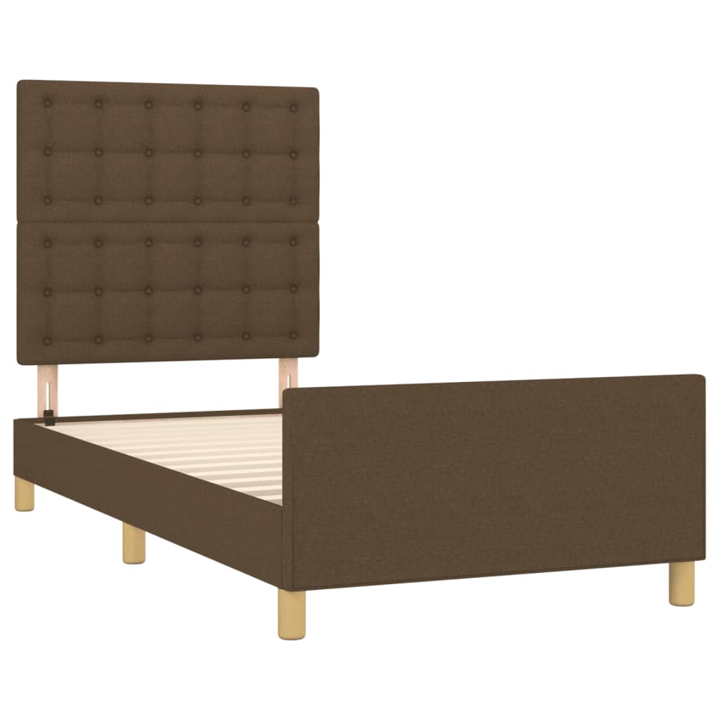 Bedframe met hoofdeinde stof donkerbruin 80x200 cm is nu te koop bij PeponiXL, paradijselijk wonen!