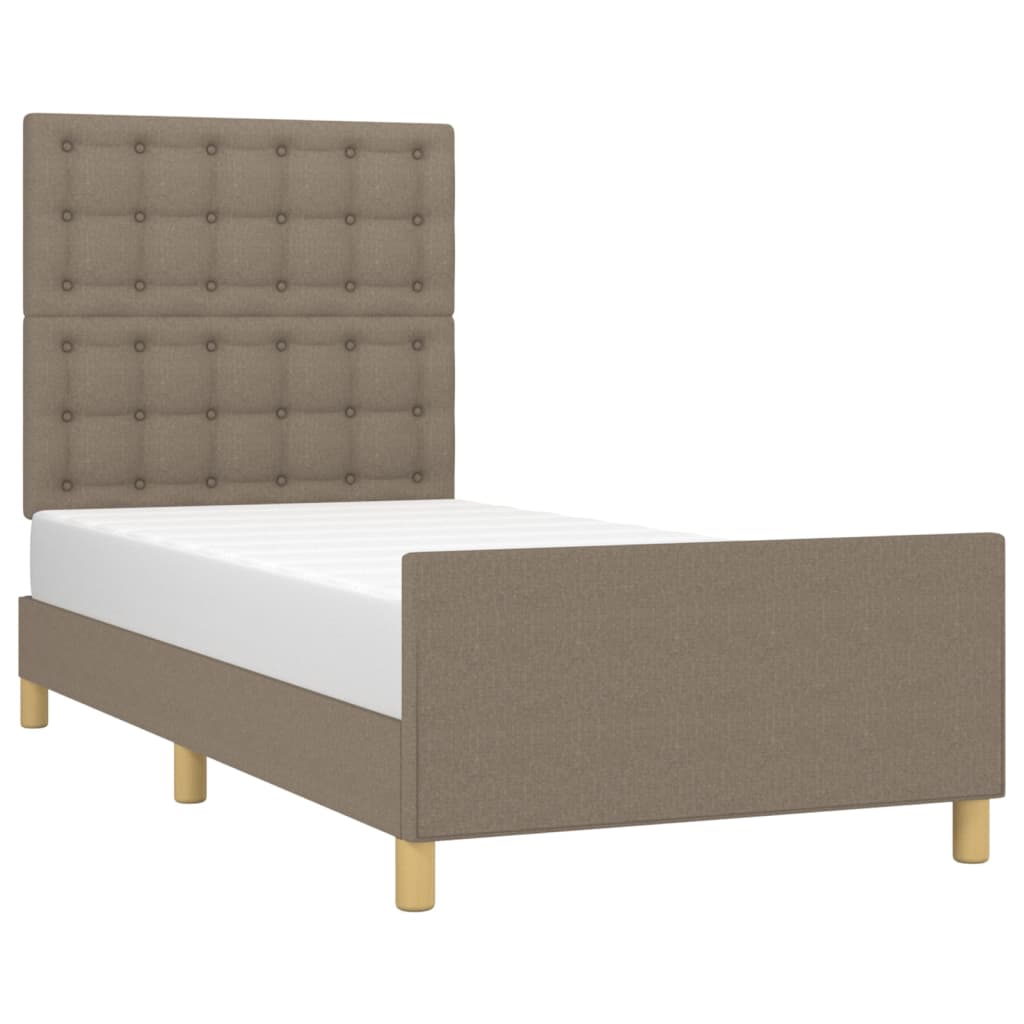 Bedframe met hoofdeinde stof taupe 80x200 cm is nu te koop bij PeponiXL, paradijselijk wonen!