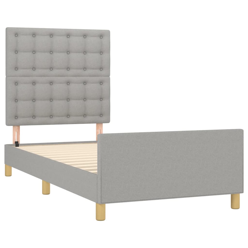 Bedframe met hoofdeinde stof lichtgrijs 90x190 cm is nu te koop bij PeponiXL, paradijselijk wonen!