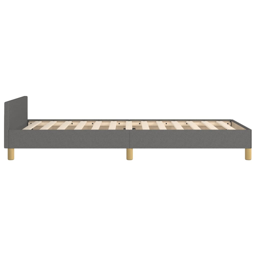 Bedframe met hoofdeinde stof donkergrijs 90x190 cm is nu te koop bij PeponiXL, paradijselijk wonen!