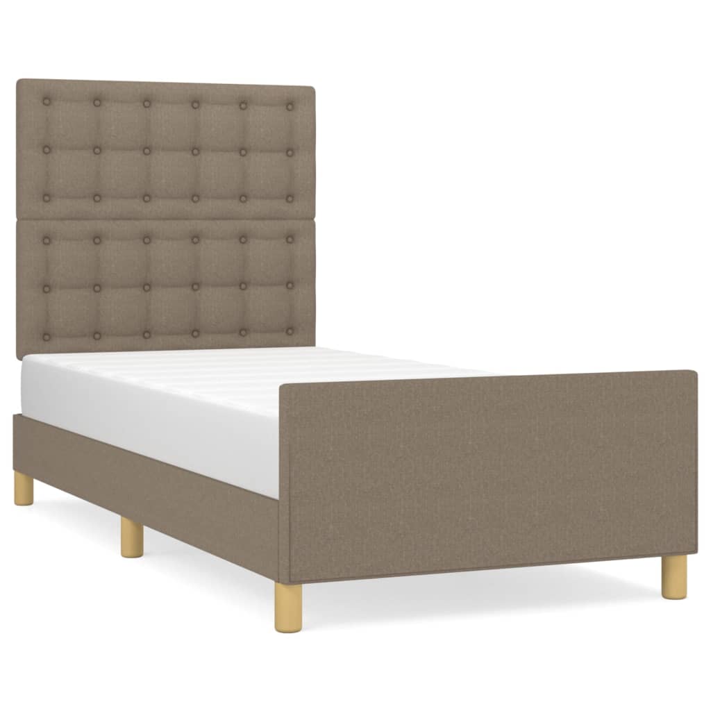 Bedframe met hoofdeinde stof taupe 90x190 cm is nu te koop bij PeponiXL, paradijselijk wonen!
