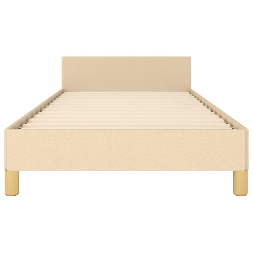 Bedframe met hoofdeinde stof crèmekleurig 90x190 cm is nu te koop bij PeponiXL, paradijselijk wonen!