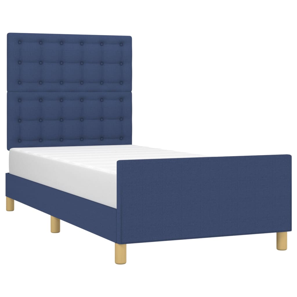Bedframe met hoofdeinde stof blauw 90x190 cm is nu te koop bij PeponiXL, paradijselijk wonen!
