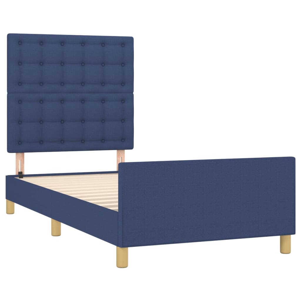 Bedframe met hoofdeinde stof blauw 90x190 cm is nu te koop bij PeponiXL, paradijselijk wonen!