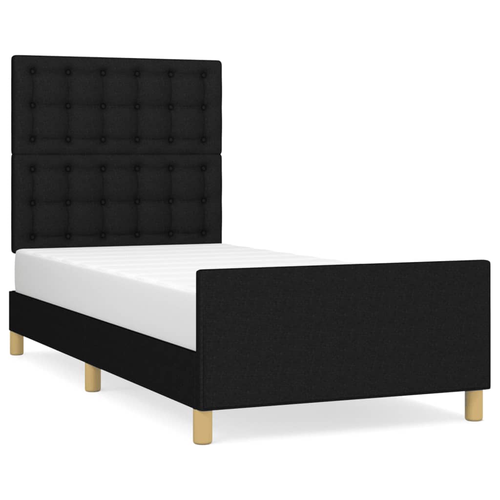 Bedframe met hoofdeinde stof zwart 90x200 cm is nu te koop bij PeponiXL, paradijselijk wonen!