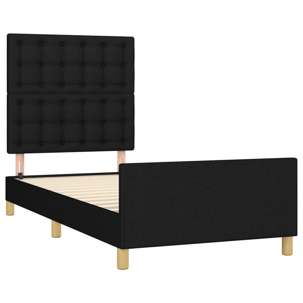 Bedframe met hoofdeinde stof zwart 90x200 cm is nu te koop bij PeponiXL, paradijselijk wonen!